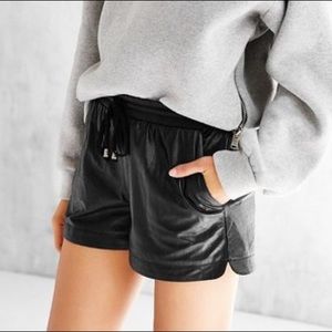 J.O.A. Vegan Leather Black Shorts (size Small)